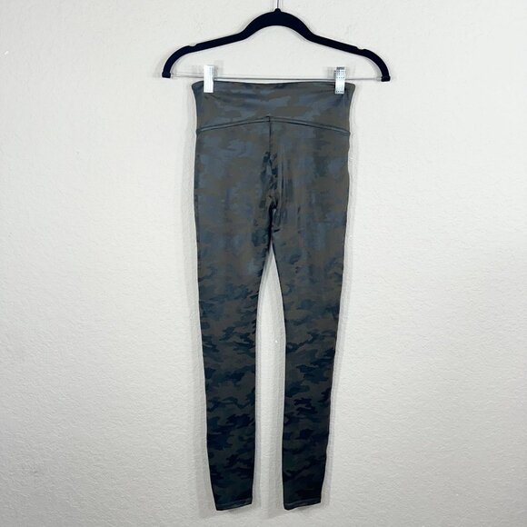 SPANX Faux Leather Camo Leggings in Matte Green Camo - Picture 3 of 12